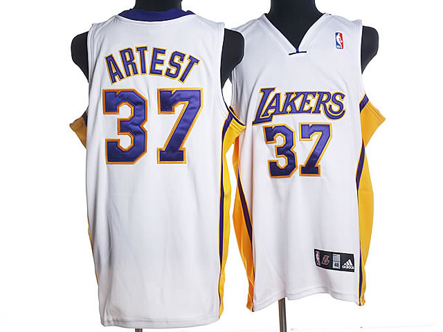 NBA Los Angeles Lakers 37 Ron Artest Authentic White Jersey